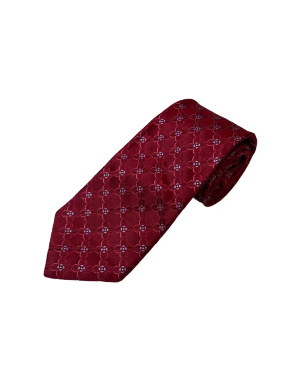 Ike Behar Silk Tie Red Geometric Floral Luxury Wedding Business Classic
